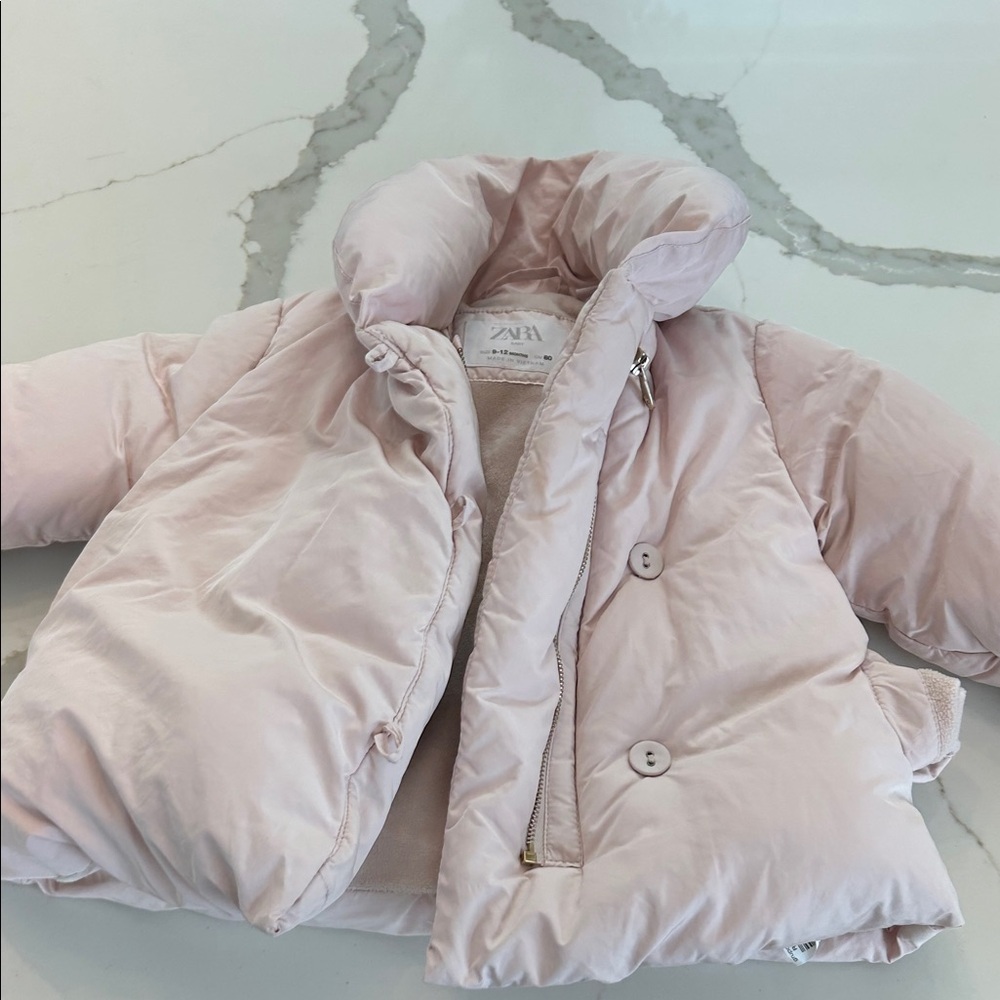 Zara Kids Light Pink Puffer Coat